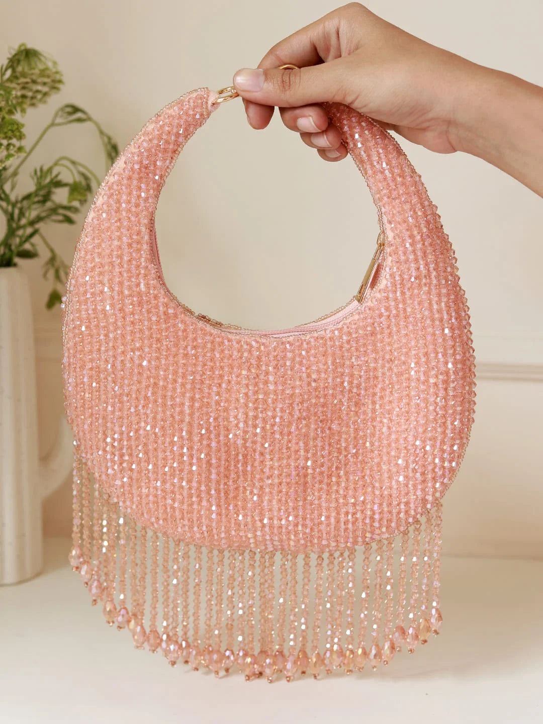 Sera Peach Drop Pearls Batua Bag