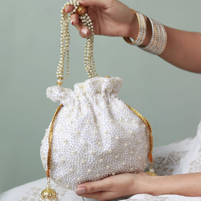 Nayaab Pearl Potli Bag with Handle