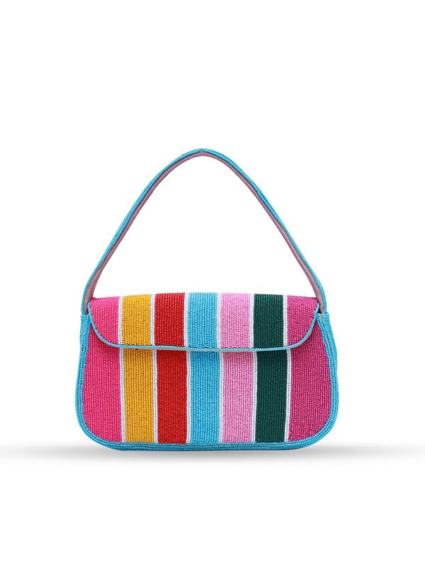 Stripe Multicolor Baguette Bag with Handle