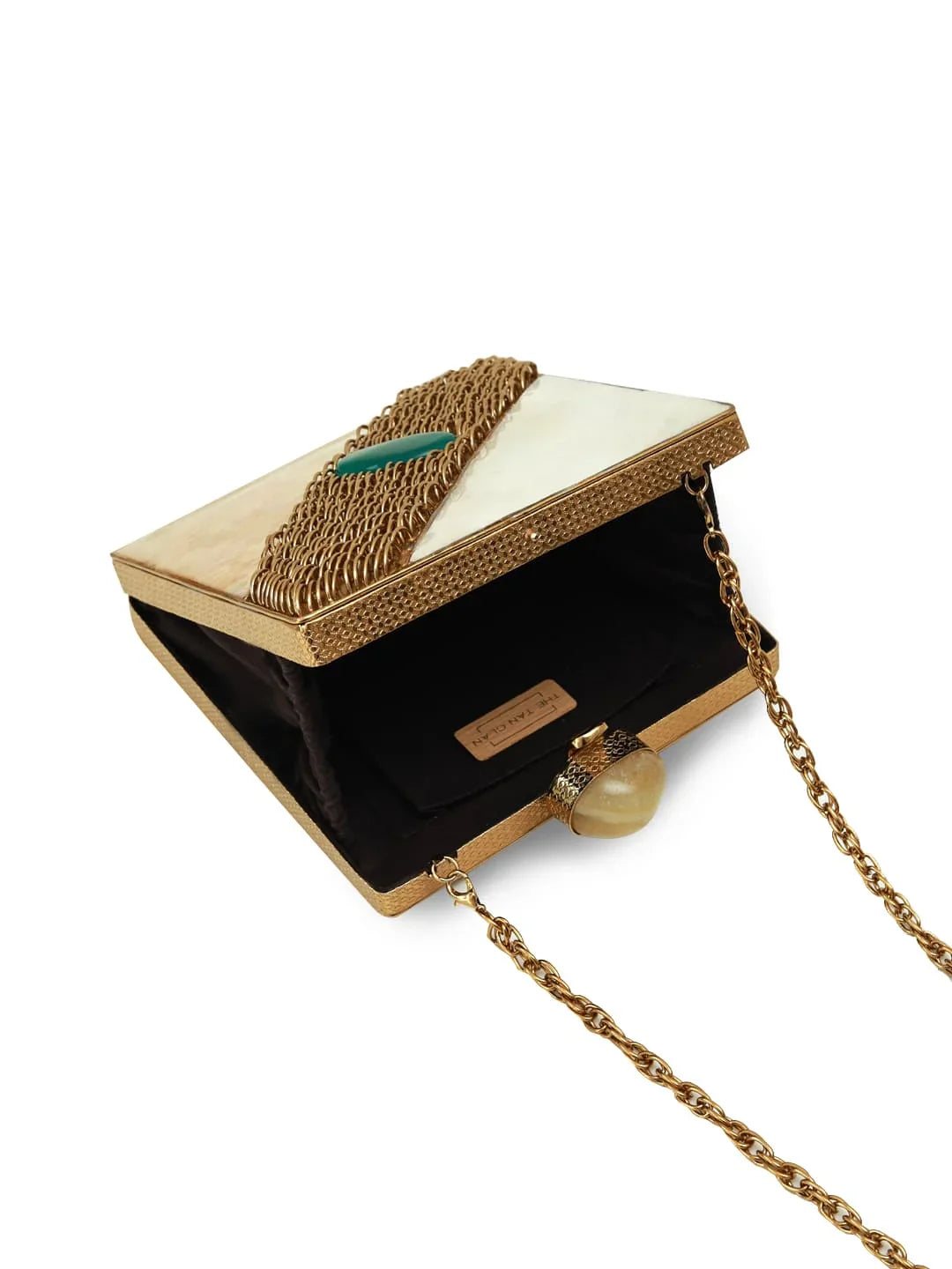 Zainab Mother of Pearl Brass Clutch
