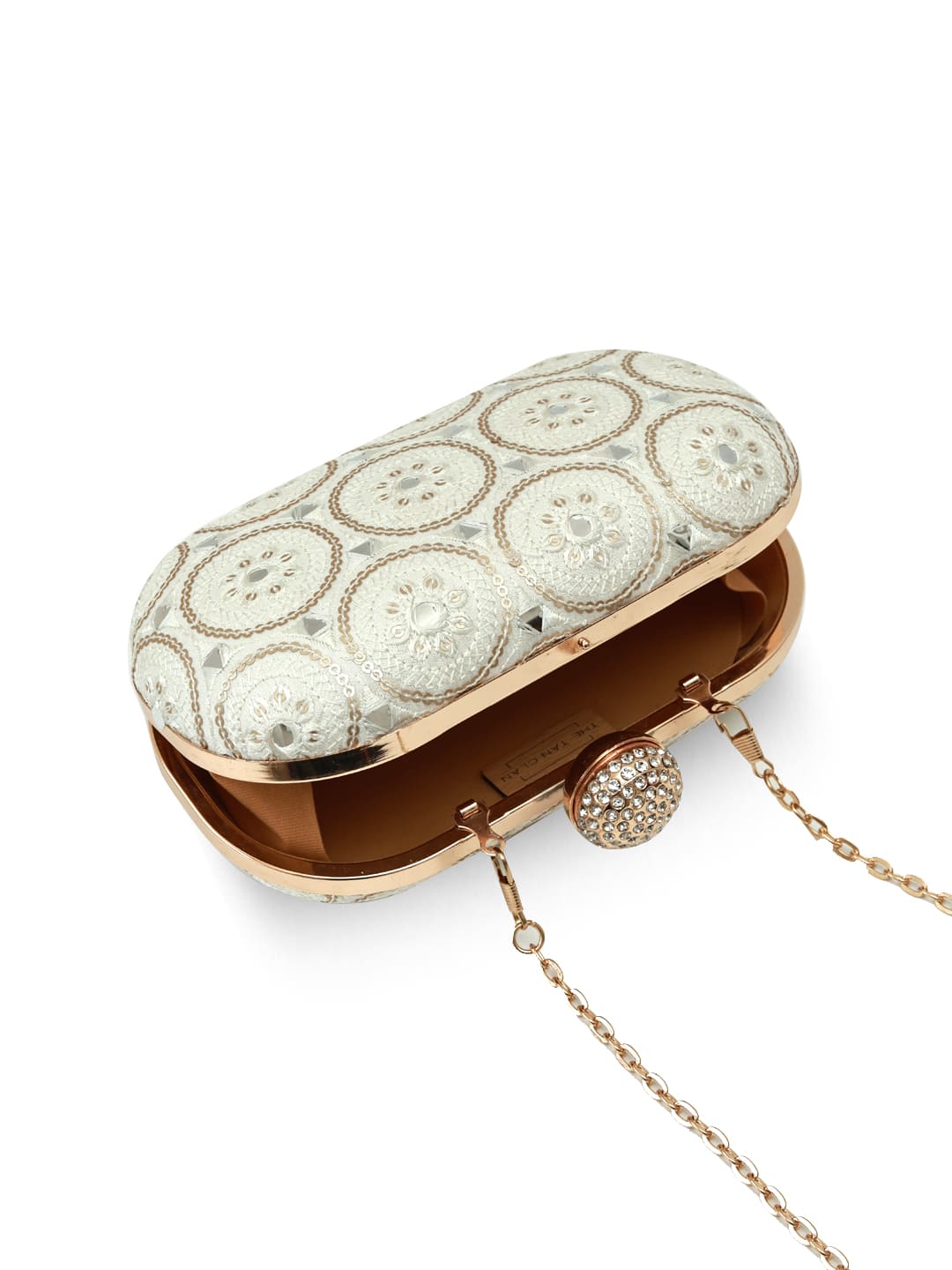 Inaara White Oval Clutch