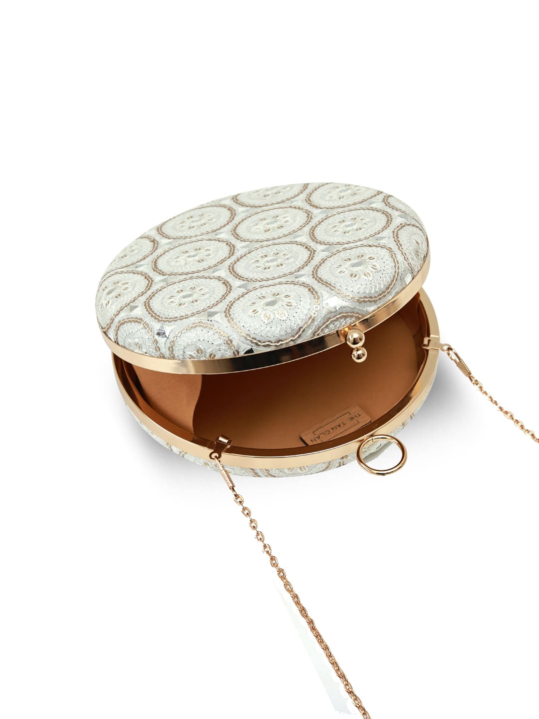 Inaara White Round Clutch