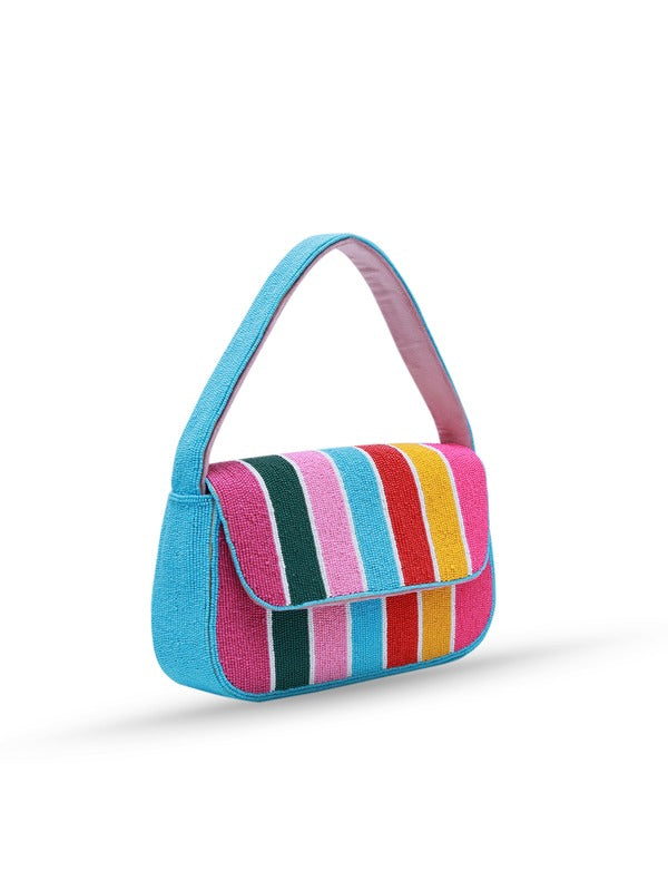 Stripe Multicolor Baguette Bag with Handle