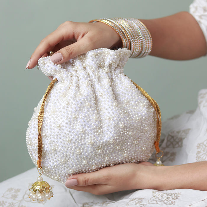 Nayaab Pearl Potli Bag with Handle