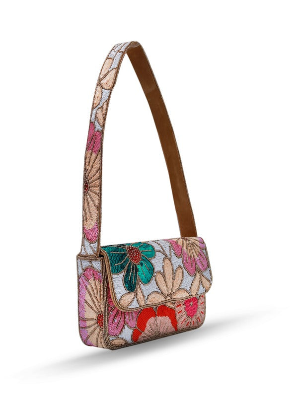 Daisy Floral Baguette Bag with Handle