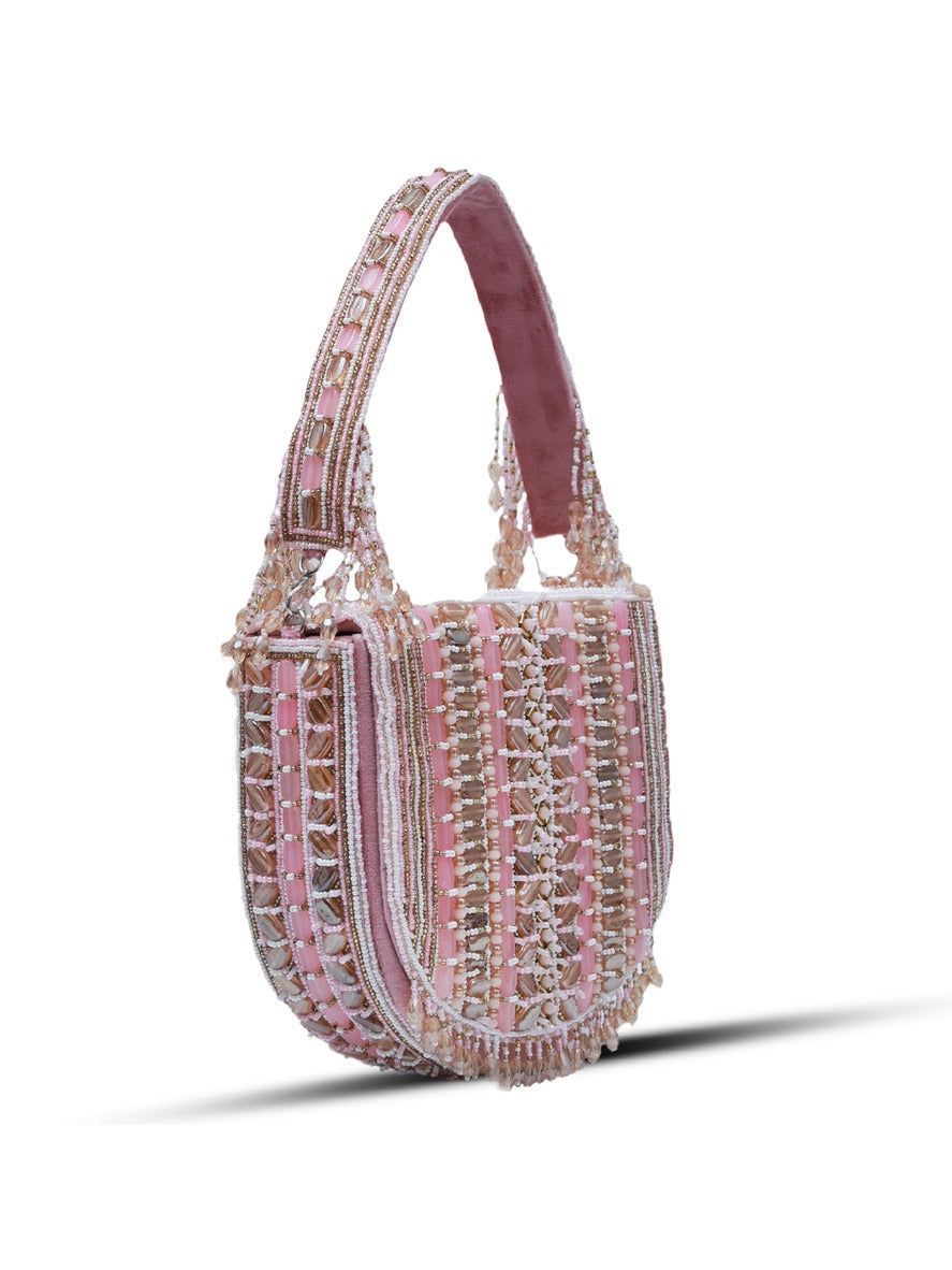 Asma Pink Flap Over Bag with Handle