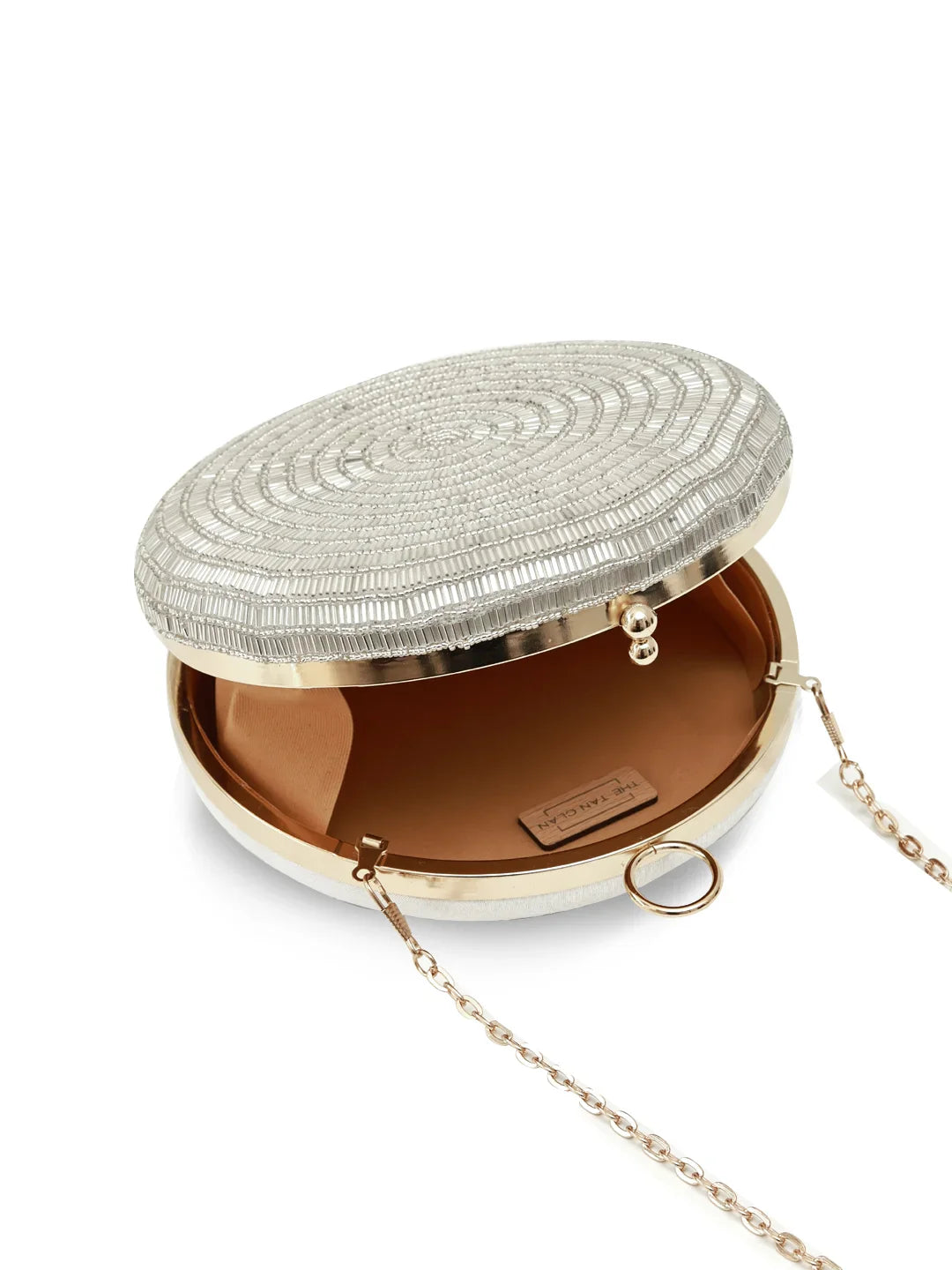 Glitz Round Silver Clutch