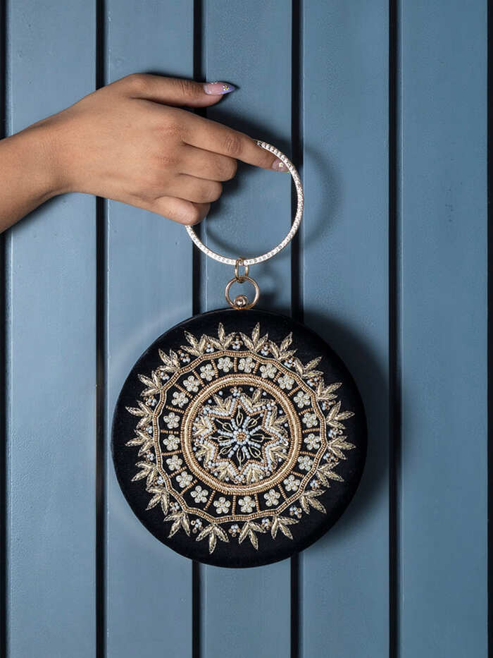 Ifrah Round Hand Embroidered Clutch