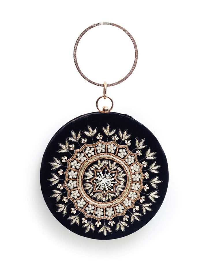 Ifrah Round Hand Embroidered Clutch