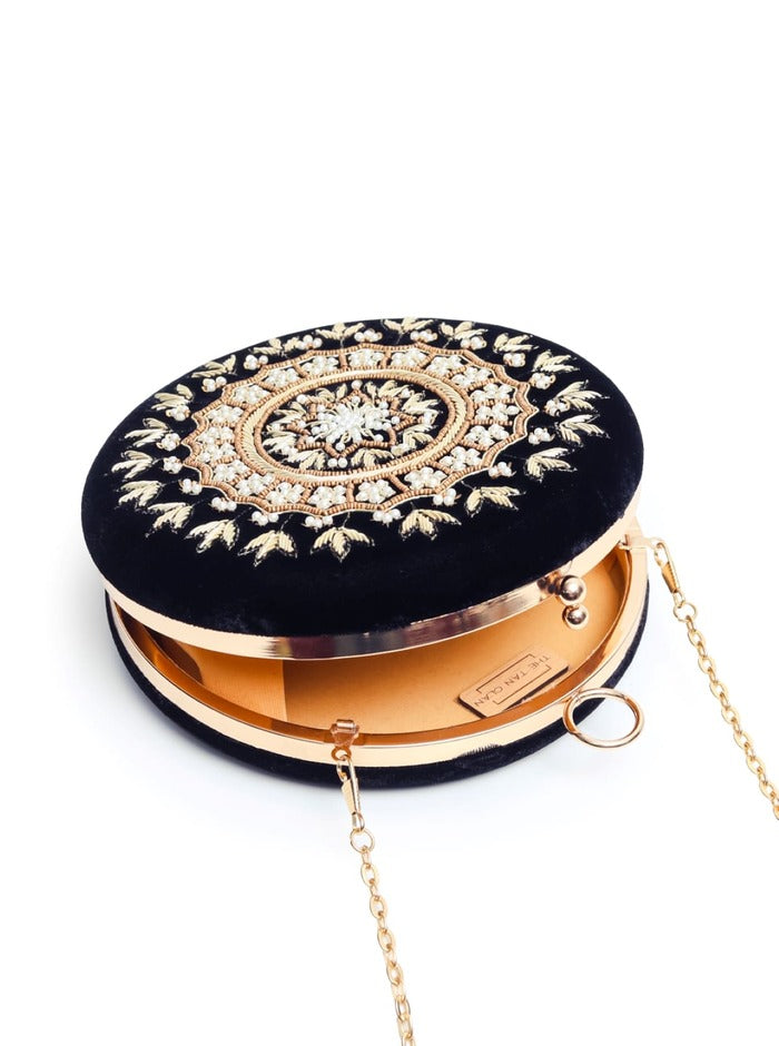 Ifrah Round Hand Embroidered Clutch