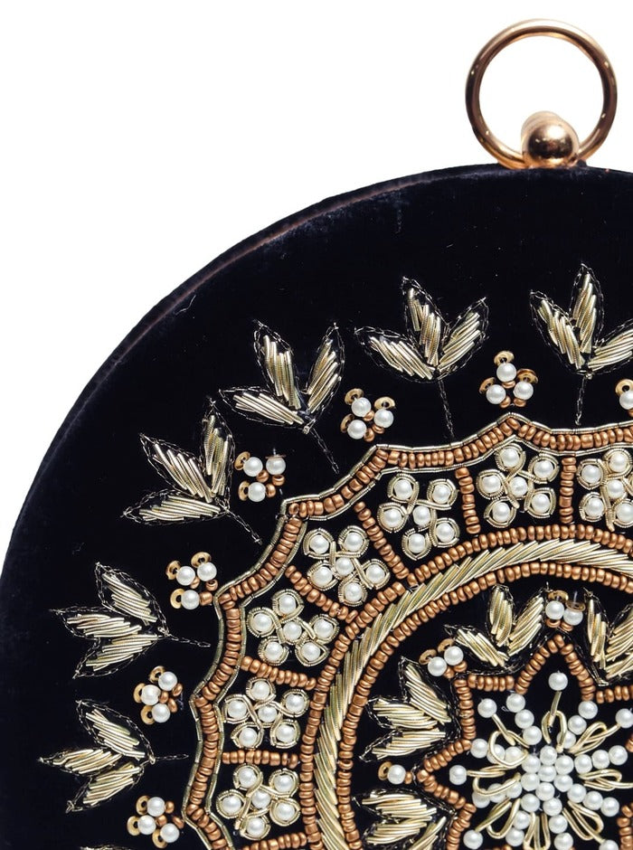 Ifrah Round Hand Embroidered Clutch