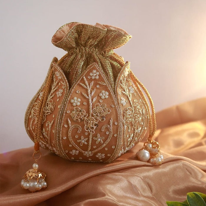 Pushp Zardozi Embroidered Mini Lotus Potli