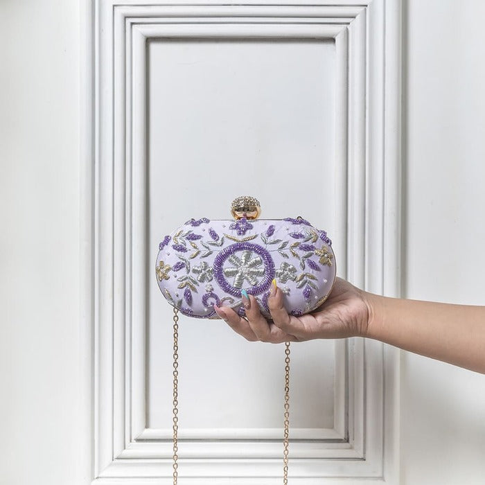 Gul Lilac Hand Embroidered Clutch