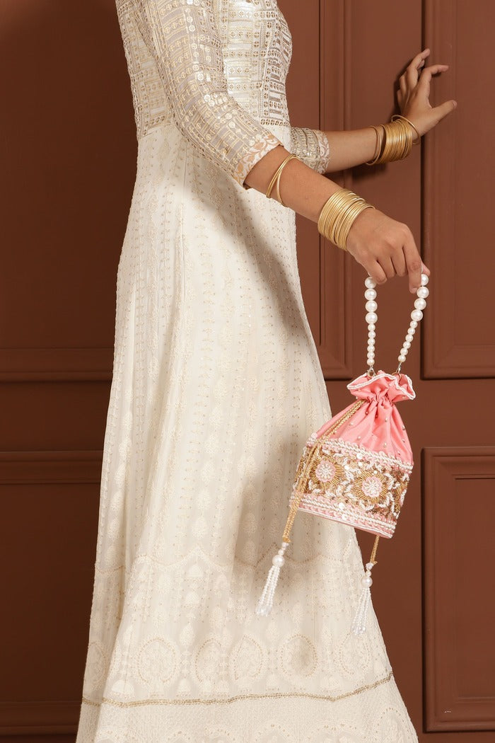 Ama Potli Bag with Pearl Handle