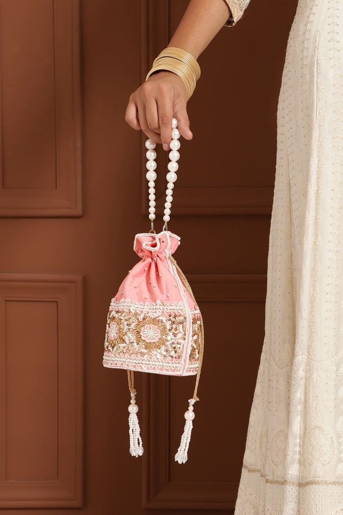 Ama Potli Bag with Pearl Handle