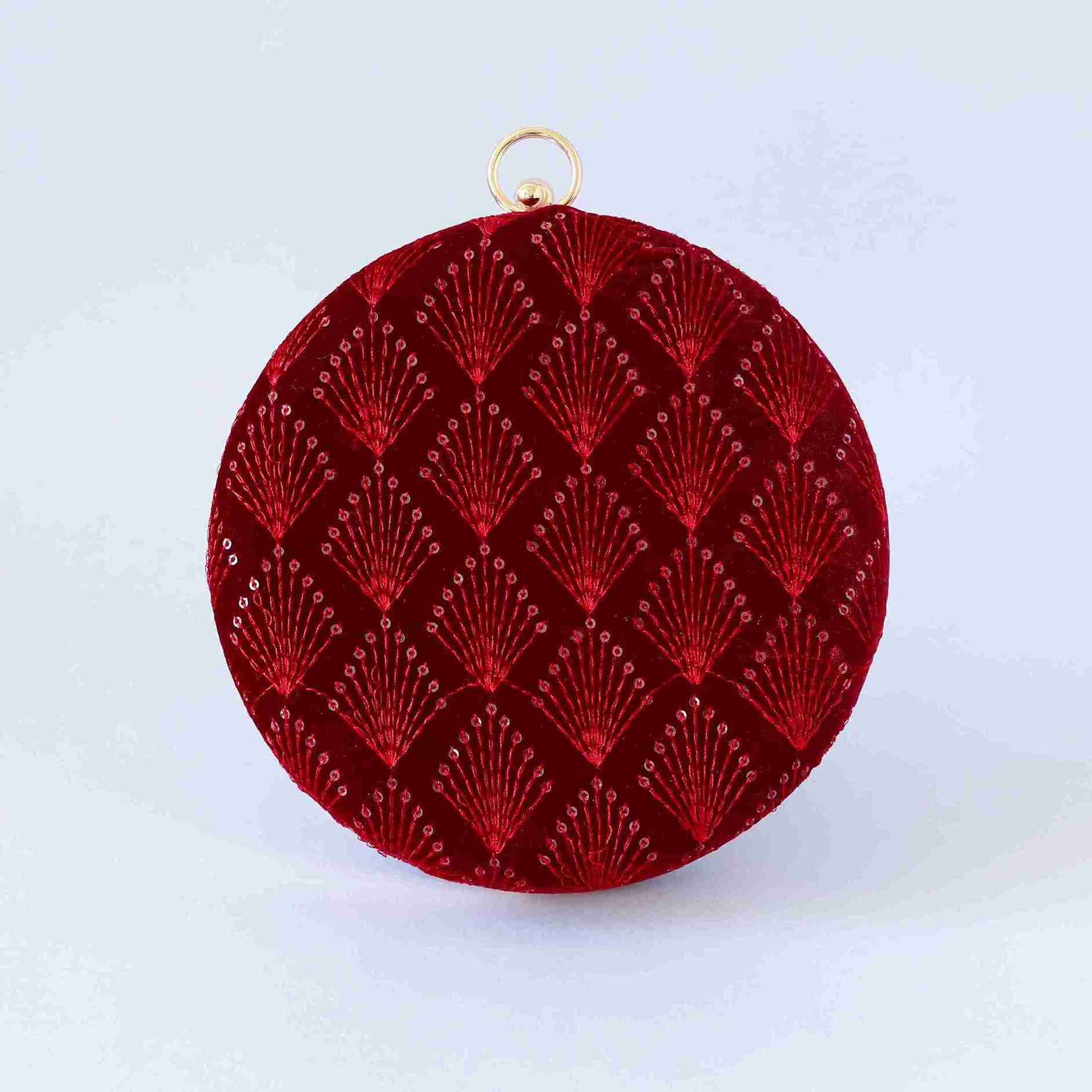 Amber Resham Embroidered Round Clutch