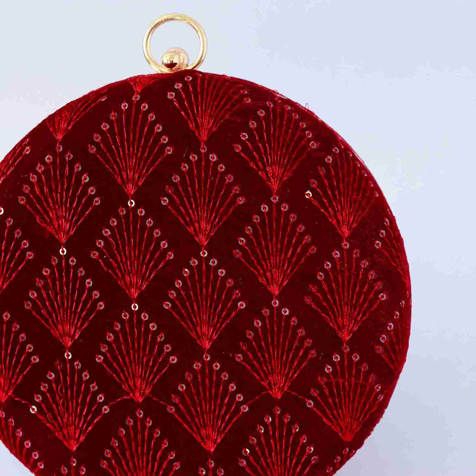 Amber Resham Embroidered Round Clutch